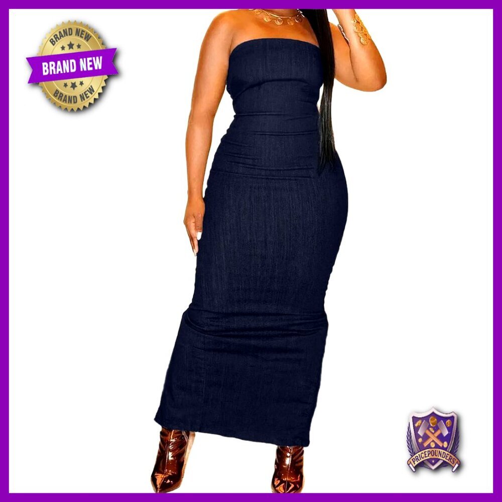 Off Shoulder Maxi Dress with Zipper Back Split Hem Casual Party Wear